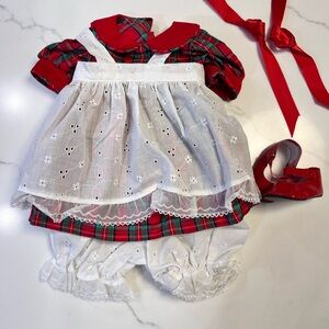 Doll Clothes For 20” Adora Doll Outfit Christmas Plaid Dress Vintage Style